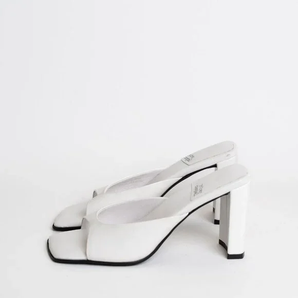 ✨ Jeffrey Campbell Square Toe Sandal Mule Inspired Heels White NEW - Picture 2 of 16